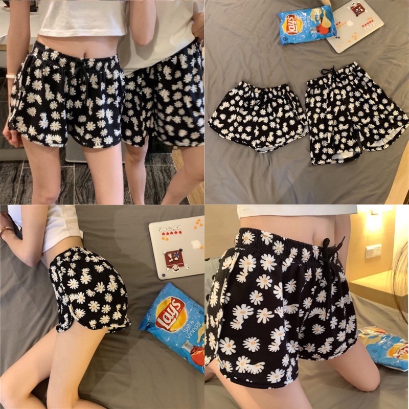 Quần ngủ đôi short họa tiết hoa hướng dương Q001