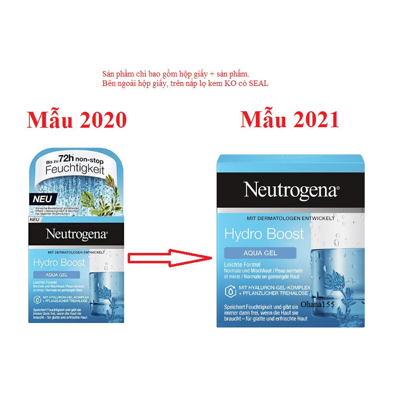 Kem Dưỡng ẩm Neutrogena Aqua Gel, Aqua Cream 50ML – Bản new 2020 – Made In France