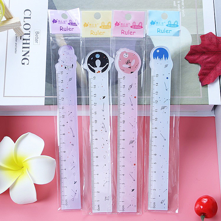 Thước Nhựa Trong Suốt Hình Phi Hành Gia Hoạt Hình 15cm Tiện Dụng Cho Học Sinh