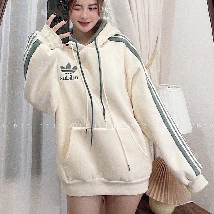 Áo hoodie Adidas chất nỉ Tàu loại 1_dáng thụng có mũ lót 2 lớp (kèm ảnh thật, video) | BigBuy360 - bigbuy360.vn