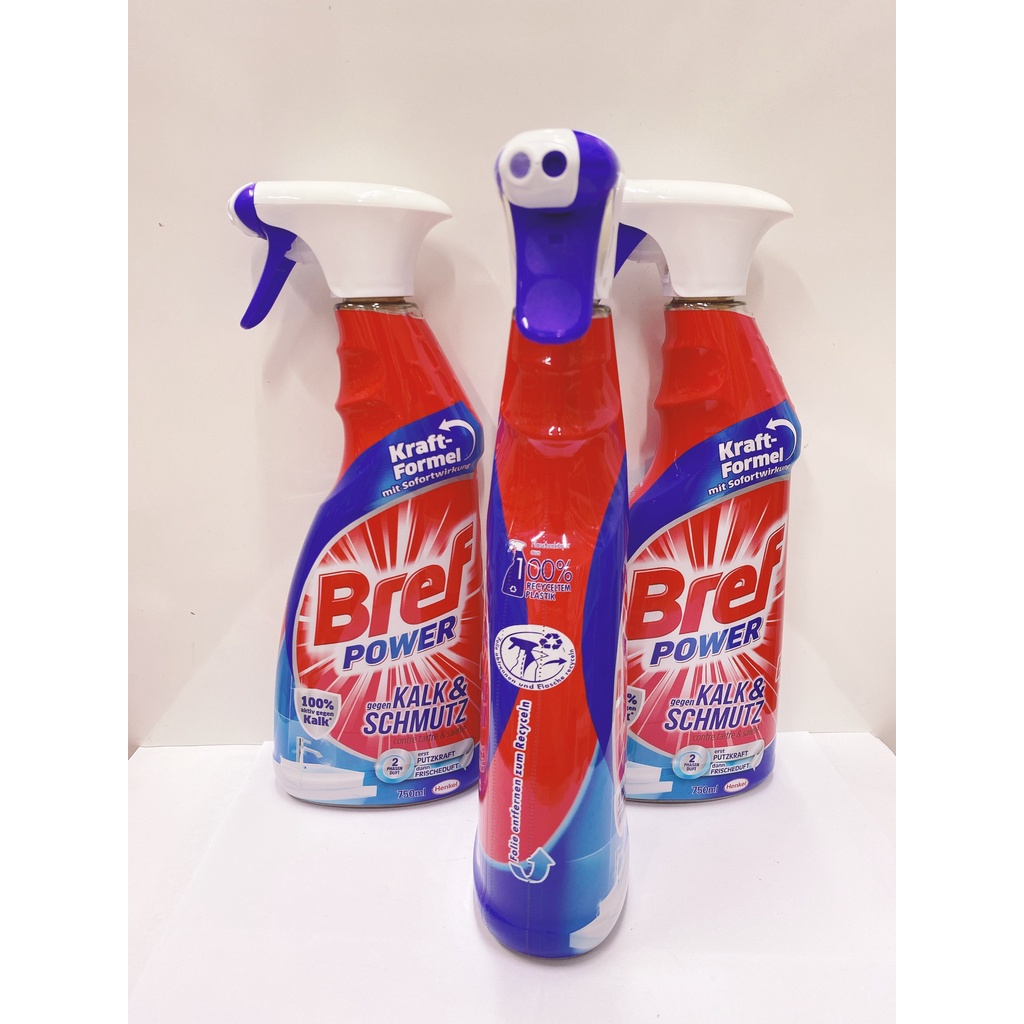 Xịt tẩy đa năng Bref dành cho đồ sứ, inox, cặn canxi &amp; dầu mỡ bếp- 750ml _ Hàng Đức chuẩn