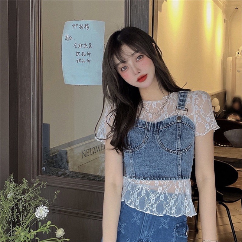 (Order) Áo 2 dây jeans bò ulzzang 2021 sexy