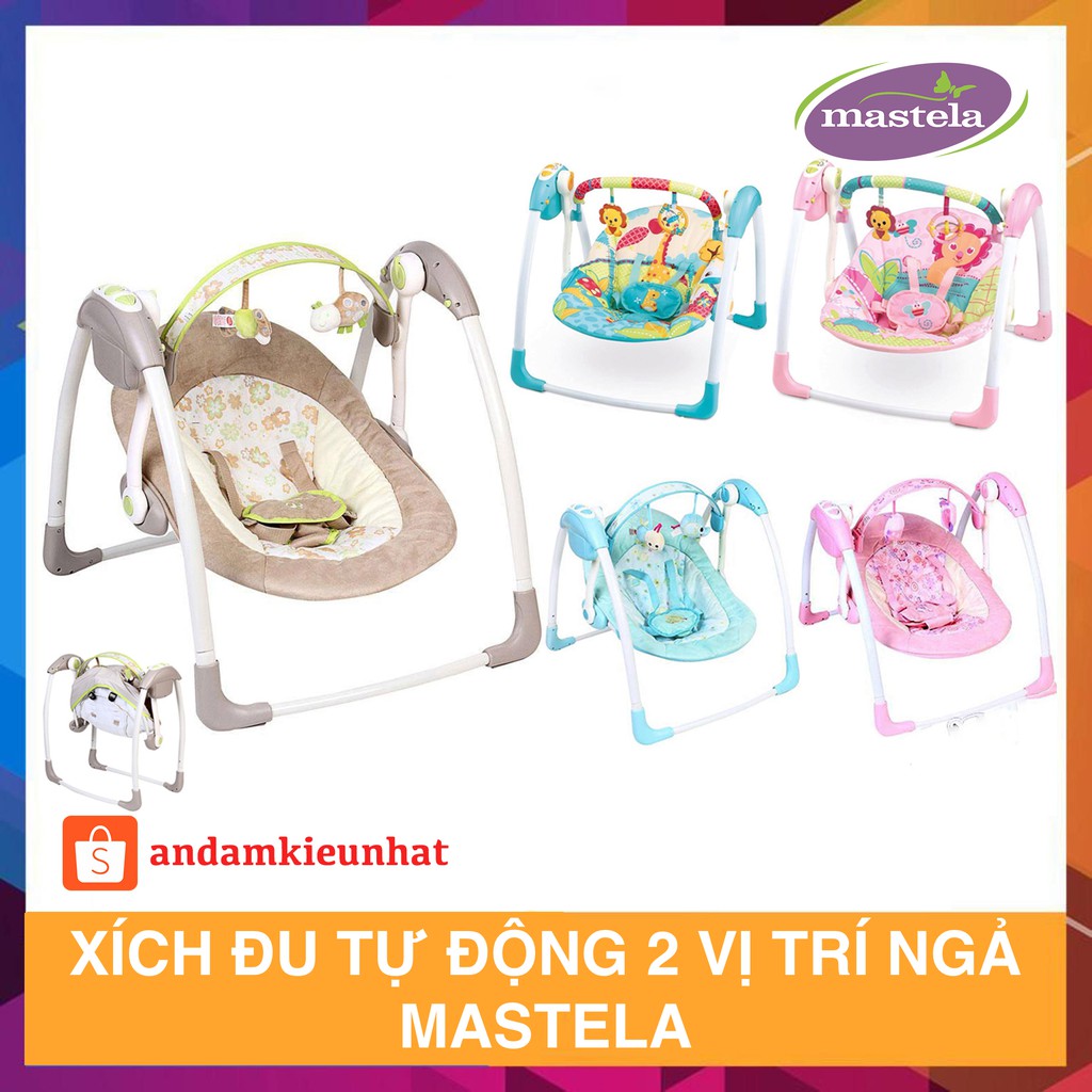 Xích đu tự động 2 vị trí ngả có nhạc, hẹn giờ cao cấp Mastela Swing chính hãng có bảo hành