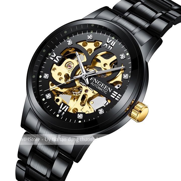 Đồng hồ cơ nam Fngeen 6018 cơ lộ máy, automatic tự động, dây thép không gỉ cao cấp chính hãng