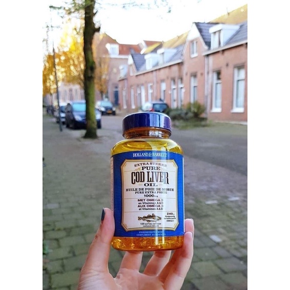 Dầu gan cá tuyết Pure Cod Liver Holland & Barret UK hàm lượng 1000mg