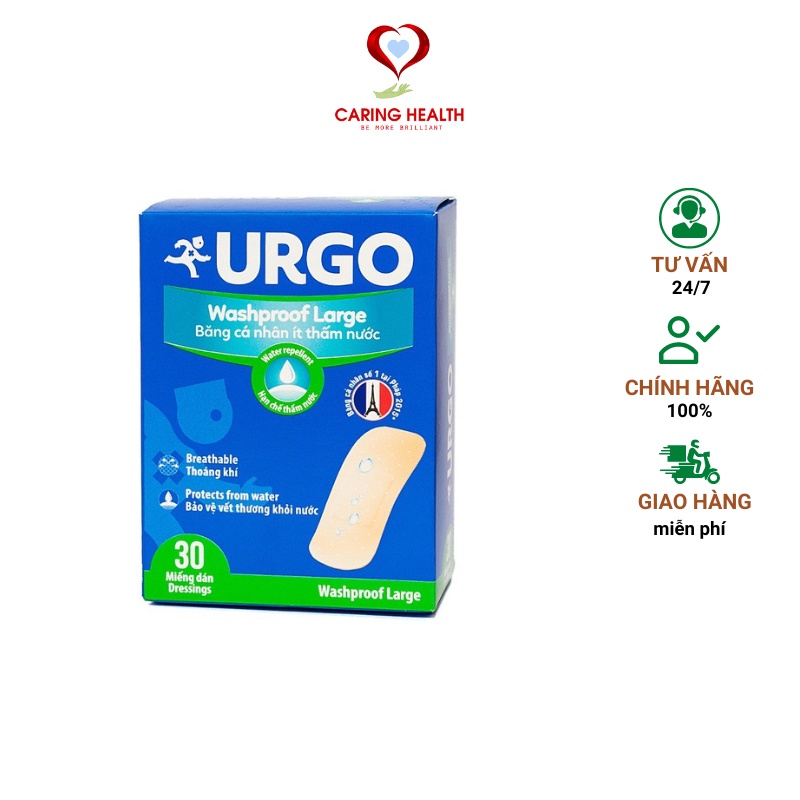 Băng cá nhân ít thấm nước Urgo Washproof dành cho người tiếp xúc với nước