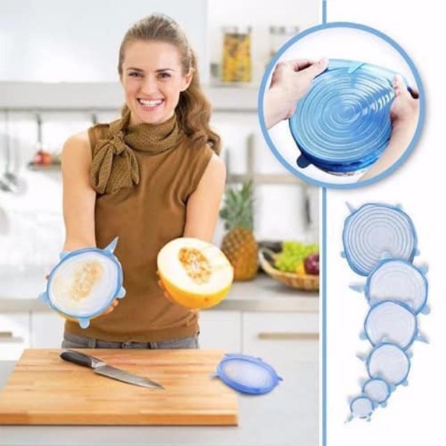 Set 6 nắp silicone đậy thực phẩm