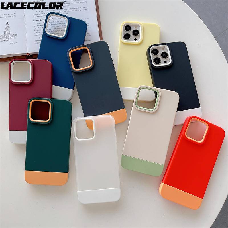 Ốp Điện Thoại Silicon Mềm Nhám Màu Trơn Chống Sốc 3 Trong 1 Thời Trang Cho iPhone 13 12 11 Pro Max XR X XS Max