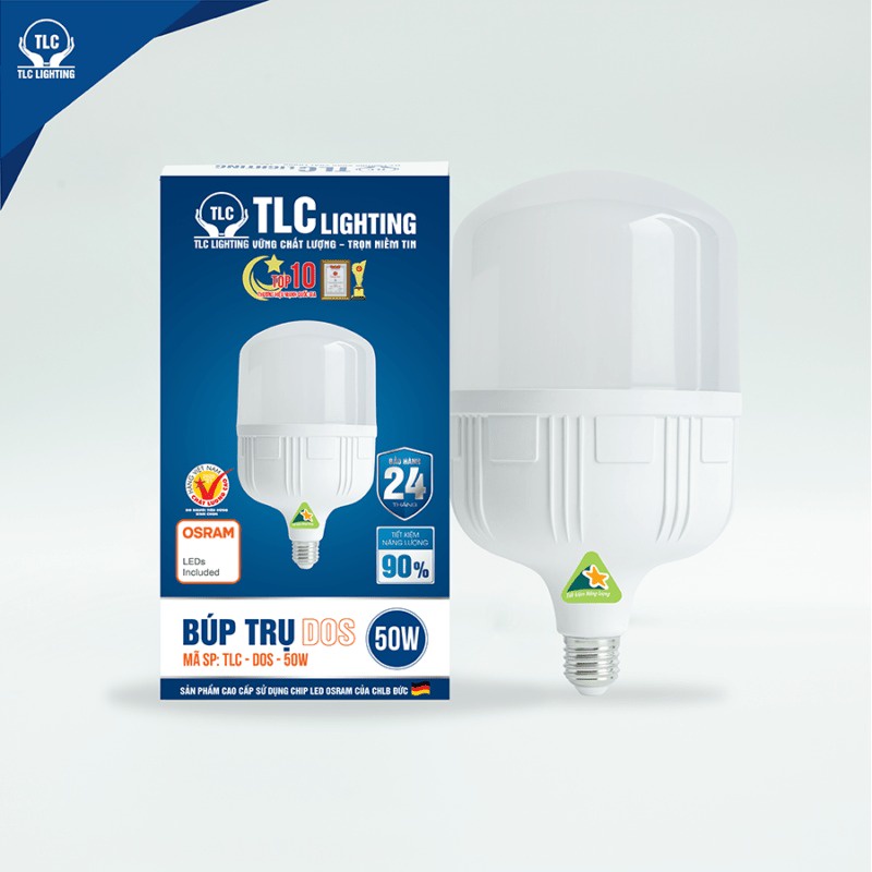 Đèn LED Búp Trụ DOS 15W, 20W, 30W, 40W, 50W Tiết Kiệm Điện Năng, Tuổi Thọ Cao - Bảo Hành Uy Tín