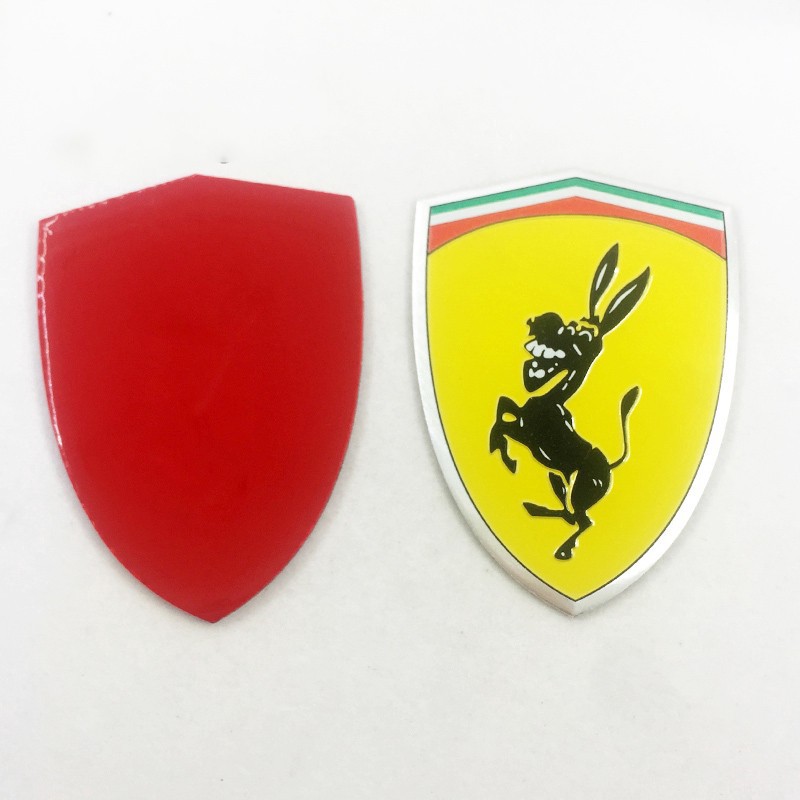 1 Miếng dán Logo hình chú lừa bằng nhôm trang trí xe hơi Ferrari