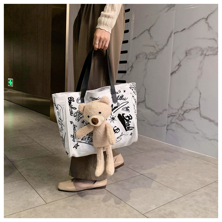 Túi đeo một bên vai IELGY canvas màu đen/ trắng sức chứa lớn đa năng thời trang đơn giản thường ngày nhỏ gọn cho nữ