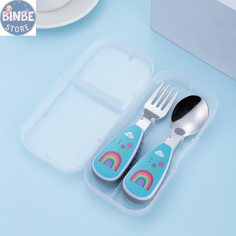 Hộp đựng bộ thìa dĩa cho bé quà tặng Binbestore