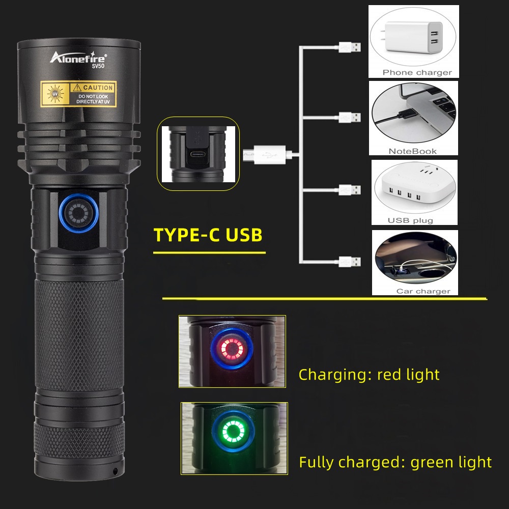 Đèn pin ALONEFIRE SV50 20W 365NM LED UV vô hình hỗ trợ khử trùng dành cho thú cưng