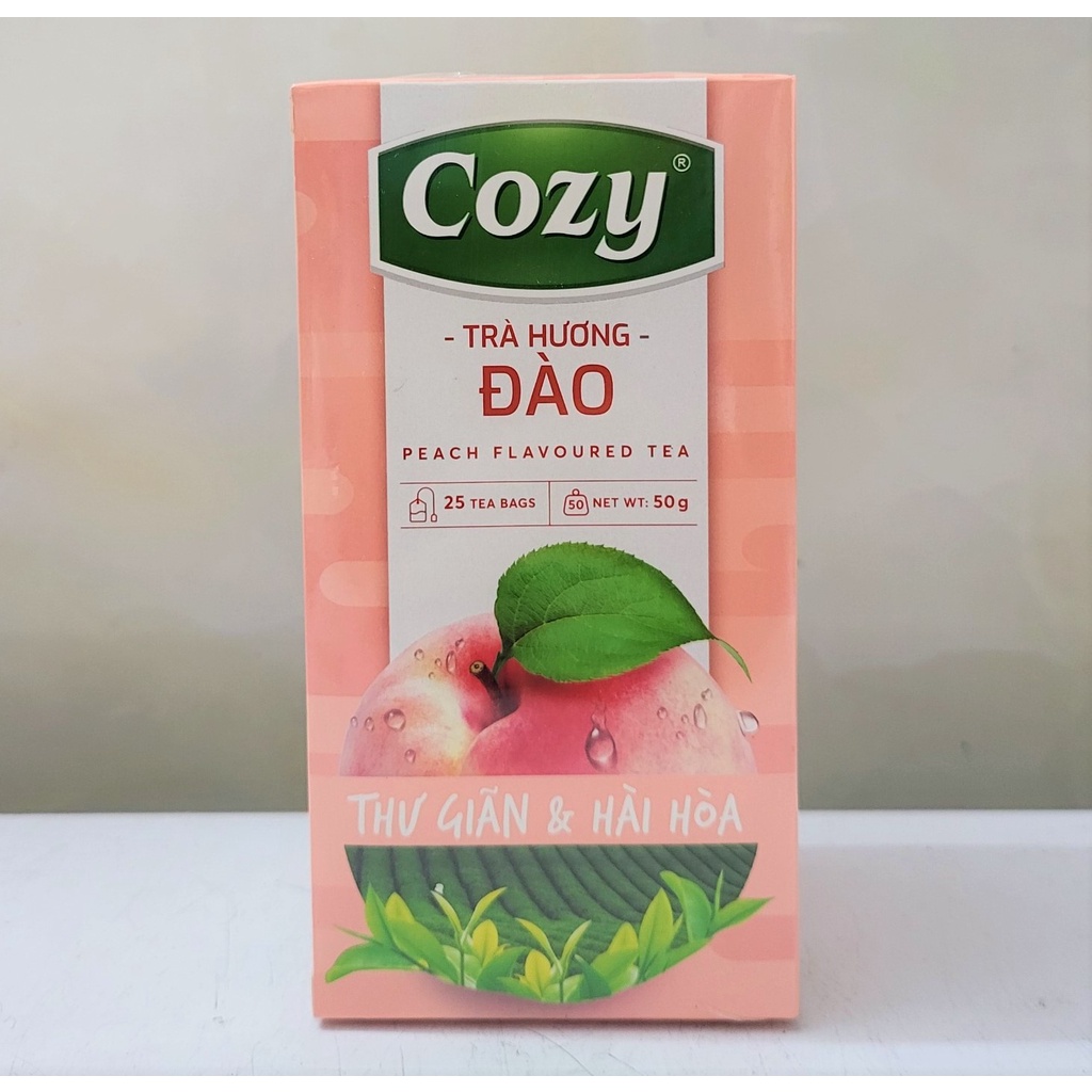 [Hộp 50g (25 túi lọc)] TRÀ HƯƠNG ĐÀO [VN] COZY Peach Flavored Tea