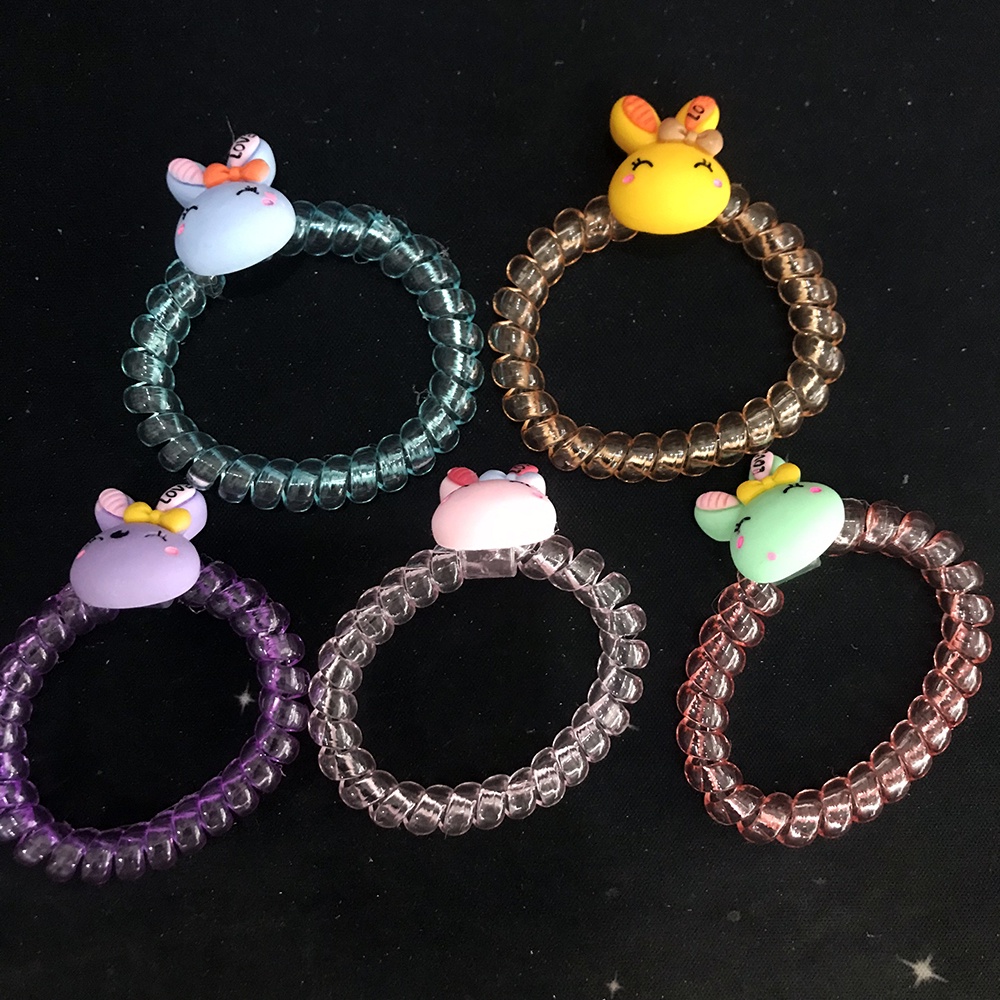 Set 2 Dây cột tóc lò xo màu trong icon thỏ xinh xắn DTOnline (chọn màu)