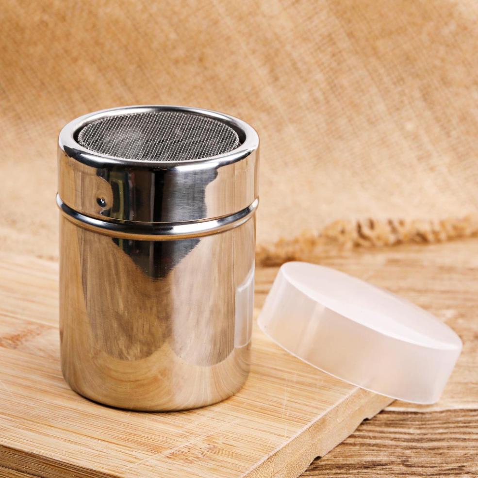 Hũ rắc bột inox socola matcha cacao có nắp đậy Powder dispenser