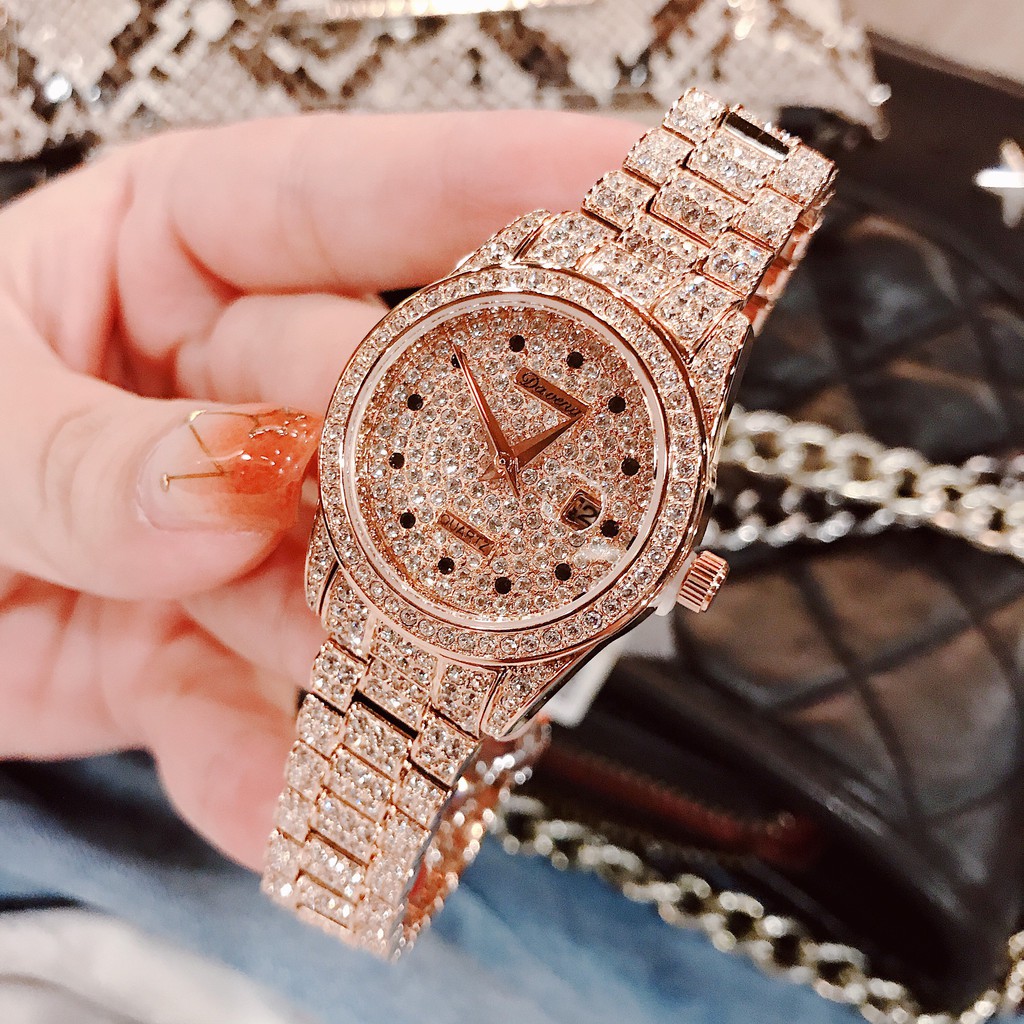 Đồng Hồ Davena Nữ Full Đá Rose Gold D61669 31mm Chính Hãng