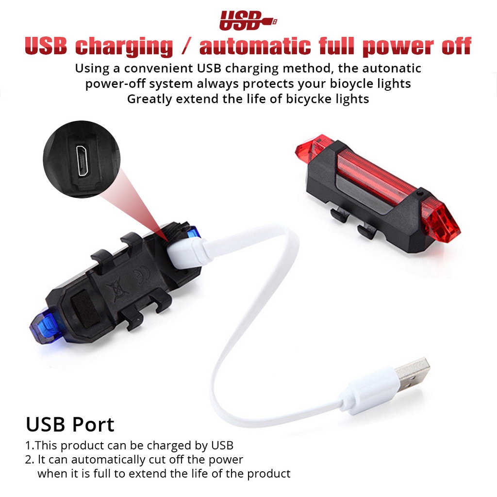 Đèn LED đuôi xe đạp FONKEN chống nước sạc USB tiện lợi