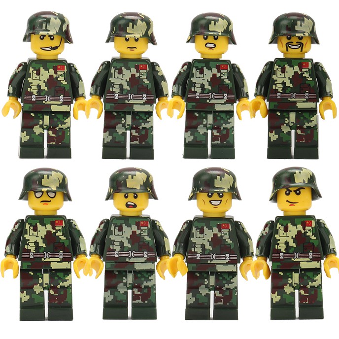 8 cái Lego bộ đồ người lính ngụy trang lính đặc nhiệm minifigure khối xây dựng đồ chơi trẻ em