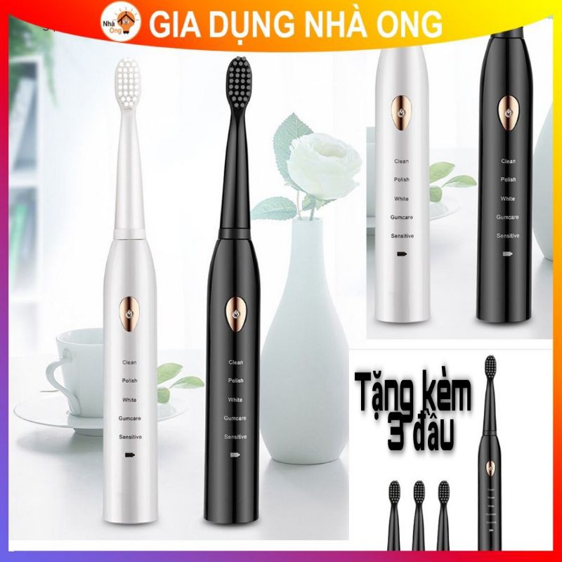 [HÀNG XỊN- GIÁ ĐẸP] Bàn Chài Đánh Răng Điện Tự Động 5 Chế Độ Hàng Nội Địa Bảo Hành 12 Tháng Tặng Kèm 3 Đầu Thay Thế