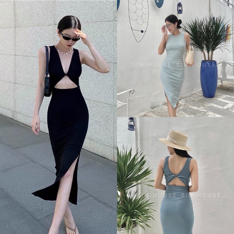 ĐẦM BODY XOẮN NGỰC 2 KIỂU / VÁY BODY DÁNG DÀI XẺ TÀ