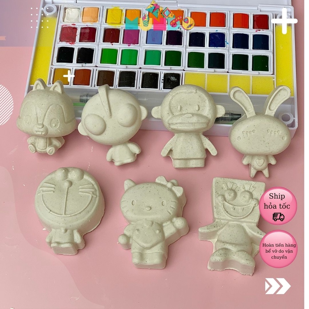 Tượng tô màu cao cấp chọn mẫu SIZE S NHÂN VẬT HOẠT HÌNH phong cách bánh kẹo, tượng thạch cao MUNDO