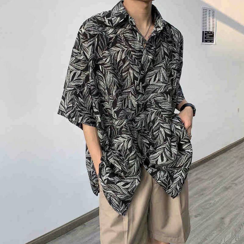 Áo Sơ Mi Ngắn Tay Họa Tiết Lá Cây Thời Trang Dành Cho Nam Size M-3Xl