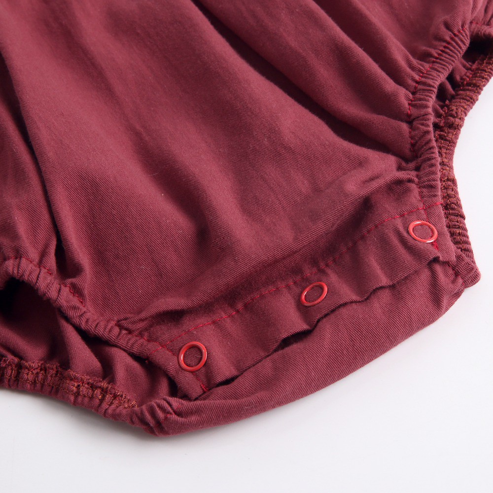 Bộ Đồ Cotton Liền Thân Sanlutoz Dài Tay Thiết Kế Màu Đỏ Đáng Yêu Cho Bé Gái Sơ Sinh