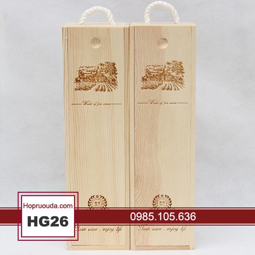 Hộp Gỗ Đơn, Hộp Rượu Gỗ Thông Giá Rẻ HG26