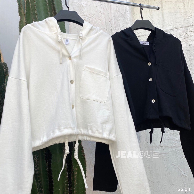 Áo hoodie croptop có dây rút mác Aimi 5201 | BigBuy360 - bigbuy360.vn