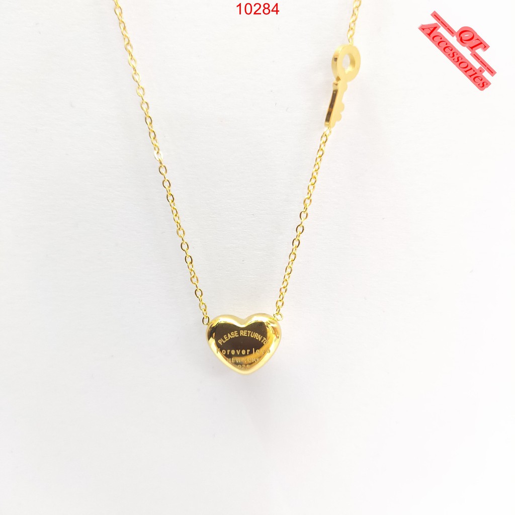Dây chuyền trái tim chìa khóa titan mạ vàng 18k