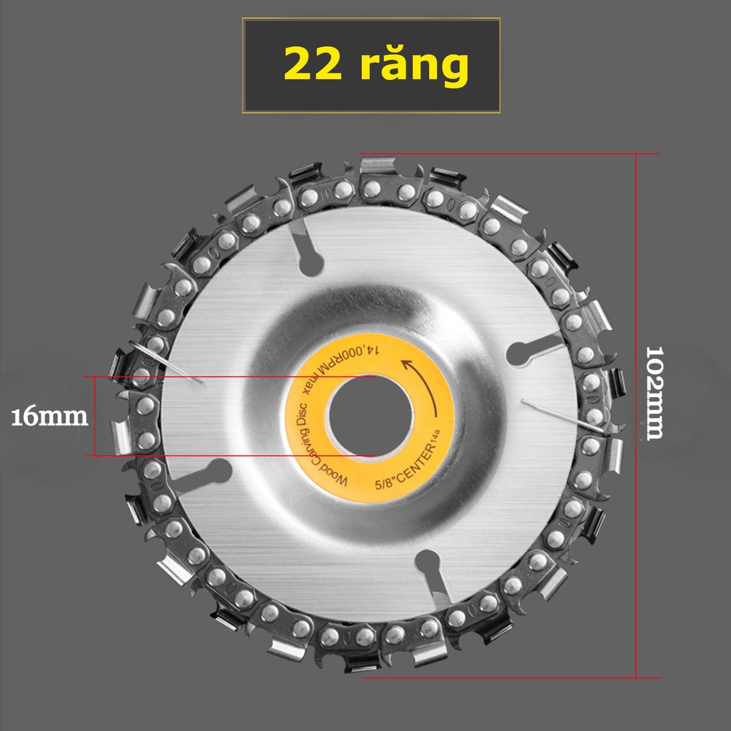 Đĩa cưa xích, lưỡi cưa xích tròn cắt gỗ, phay phá gỗ đa năng gắn máy mài loại 4 inch