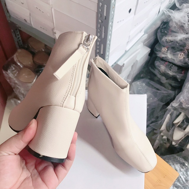 [KÈM ẢNH THẬT] GIÀY BOOTS I BỐT NỮ CAO GÓT DA SẦN KHOÁ SAU GÓT VUÔNG 6p SANG XỊN HÀNG QUẢNG CHÂU CAO CẤP