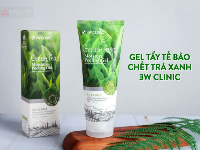 Gel tẩy tế bào chết trà xanh toàn thân 3W Clinic Green Tea Moisture Peeling