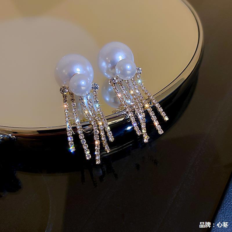 Bông Tai Mạ Bạc 925 Đính Ngọc Trai Hai Đầu Thời Trang 2022