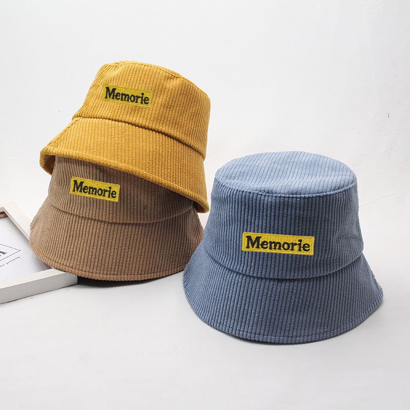 Mũ bucket vành cụp Nón tai bèo thêu chữ memorie chất nhung tăm cao cấp form unisex nam nữ