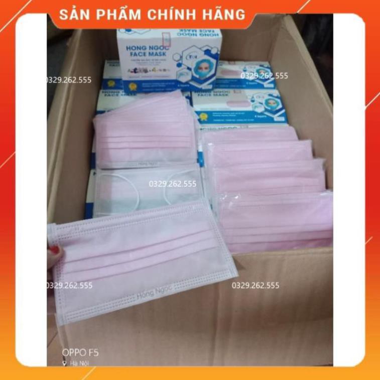 (hộp 50 cái Màu Hồng) Khẩu trang 4 lớp màu Hồng xinh chuẩn hãng