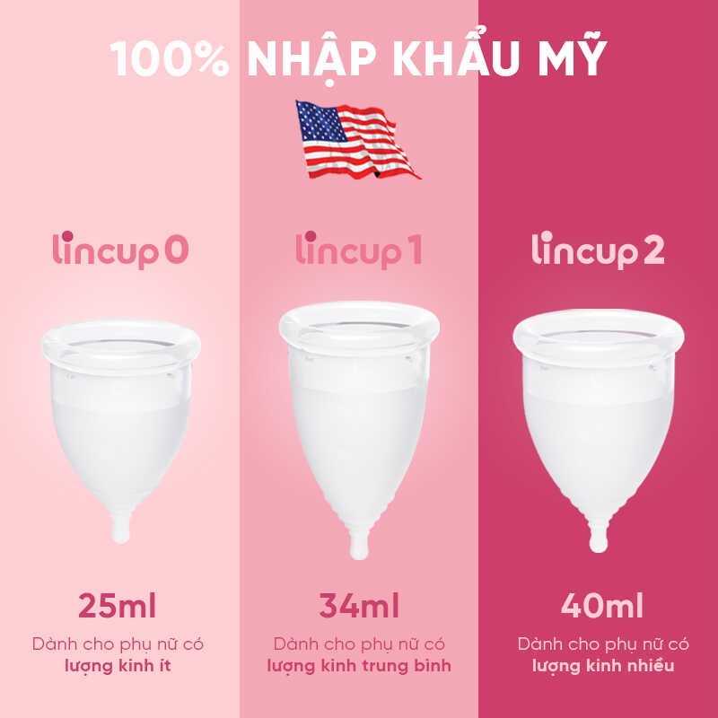 Cốc Nguyệt San LINCUP Nhập Khẩu Mỹ Chính Hãng 💖Tặng Full Quà