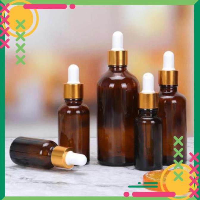 Lọ Chiết Serum ❤ TOP GIÁ RẺ ❤ [100ml] Chai lọ đựng tinh dầu thủy tinh nắp bóp giọt Khoen Vàng, phụ kiện du lịch