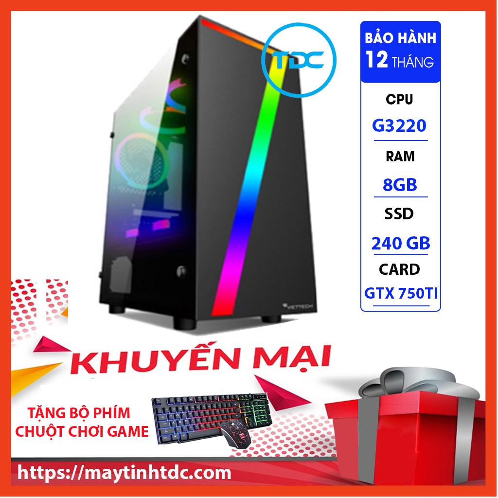 MAX PC GAMING X7 CPU G3220 Ram 8GB SSD 240GB GTX 750TI Chơi PUBG,LOL,CF,Fifa4,Đế chế Tặng Bàn Phím Chuột Game