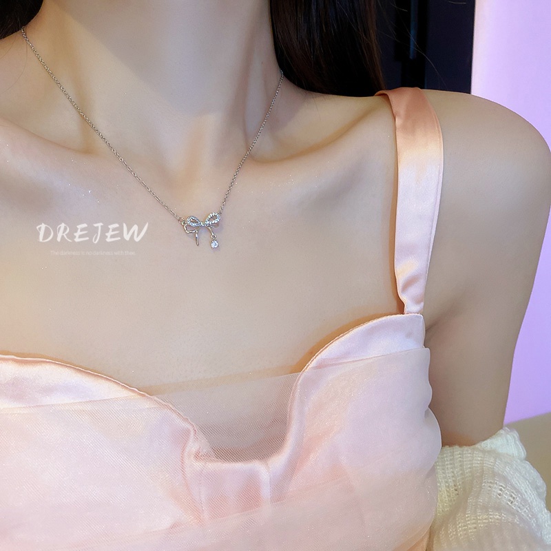 DREJEW Dây chuyền mặt hình bướm đính đá zircon phong cách thời trang đơn giản dễ phối đồ
