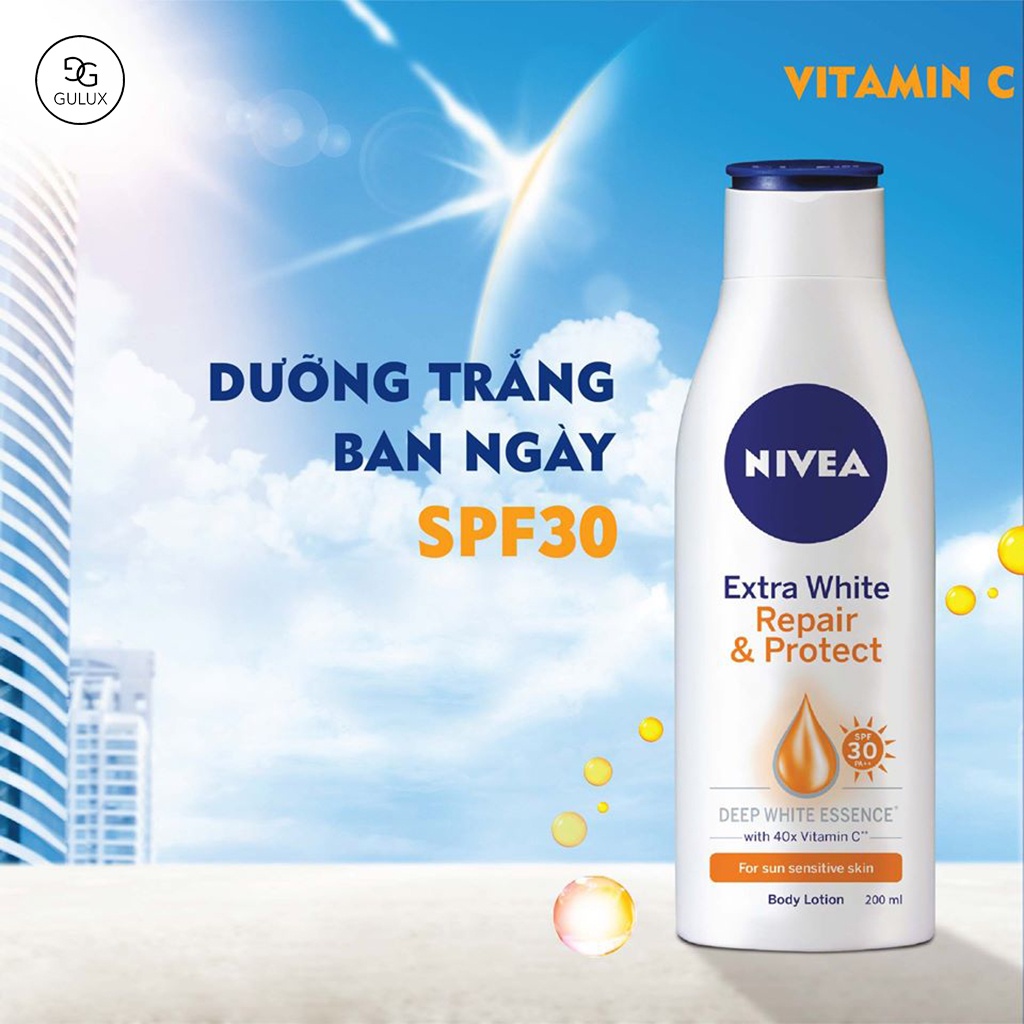 Sữa dưỡng thể dưỡng trắng Nivea Extra White Repair & Protect Body Lotion SPF30 PA++ giúp phục hồi và chống nắng