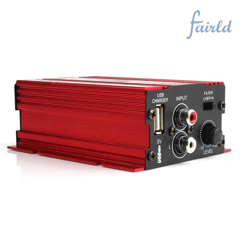 High Quality Subwoofer Red Car 12V 500W 2 Channels Audio Amp Mp3 20Hz~20KHz Amplifier Aluminum Alloy Audio Amplifier