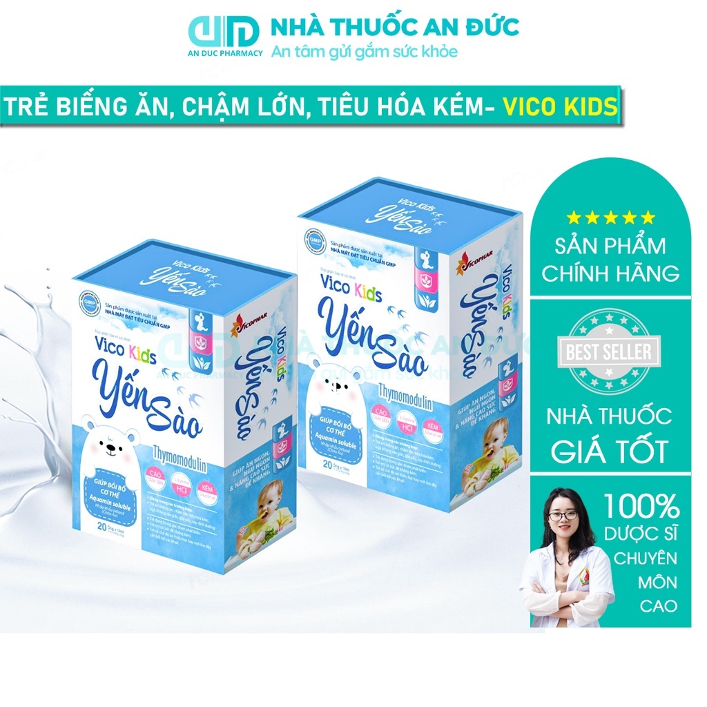 Yến Sào Vico Kids Thymomodulin Cho Trẻ Biếng Ăn Chậm Lớn, Kích Thích Tiêu Hoá Cho Bé – Nhà thuốc An Đức