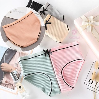 Quần lót nữ cotton gân tăm gắn nơ, quần lót nữ dễ thương kiểu Nhật thoáng khí mẫu mới QLH89 | BigBuy360 - bigbuy360.vn