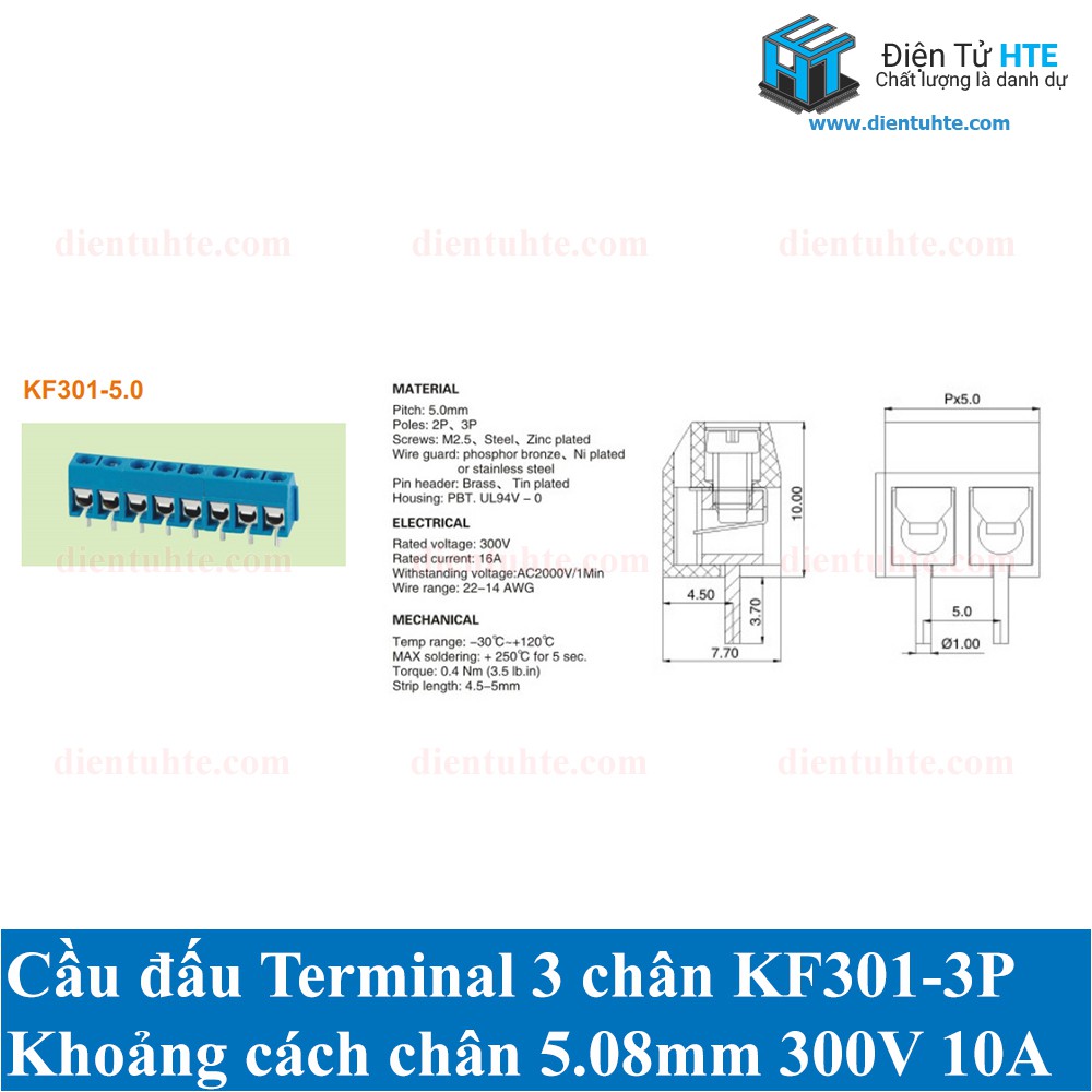 Cầu đấu Terminal Domino KF301 2P 3P 5.00mm