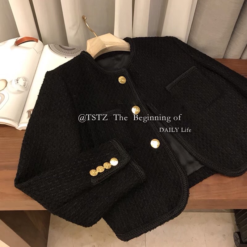 Áo khoác nữ vải Tweed dáng ngắn sang chảnh -Order Taobao| Áo khoác mùa đông vải dạ Tweed -phong cách Hàn Quốc