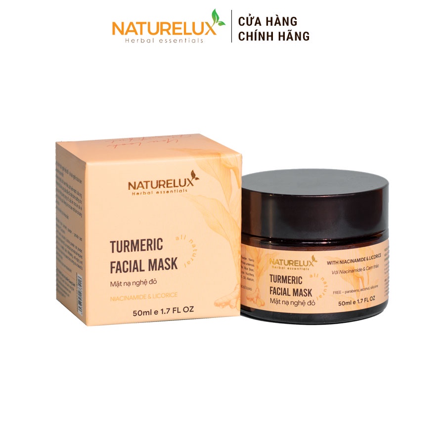 Mặt nạ nghệ đỏ, tươi thiên nhiên, dưỡng trắng, sáng da, mờ thâm, giảm mụn, NATURELUX 50g