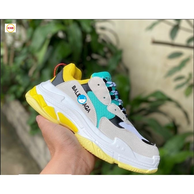 [FREESHIP+BOX+SALE] Giày thể thao nam nữ SNEAKER balen cao cấp + Box + full size 36-44..VÀNG XANH