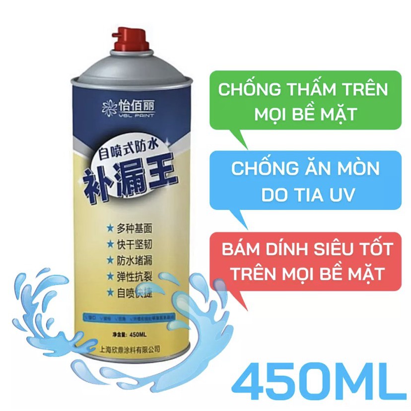 [FREESHIP] Chai Dung Dịch Xịt Chống Dột Waterproof Spray Polyurethane 450ml - Chống Thấm Nước - Bình Xịt Chống Thấm, Dột